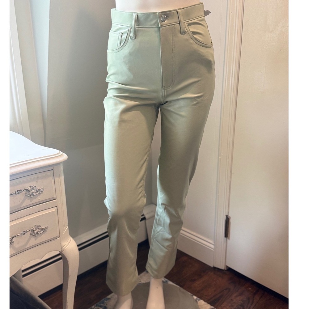 Abercrombie & Fitch Mint Green Vegan Leather 90s  UltraHigh Rise Pants | 26 NWT